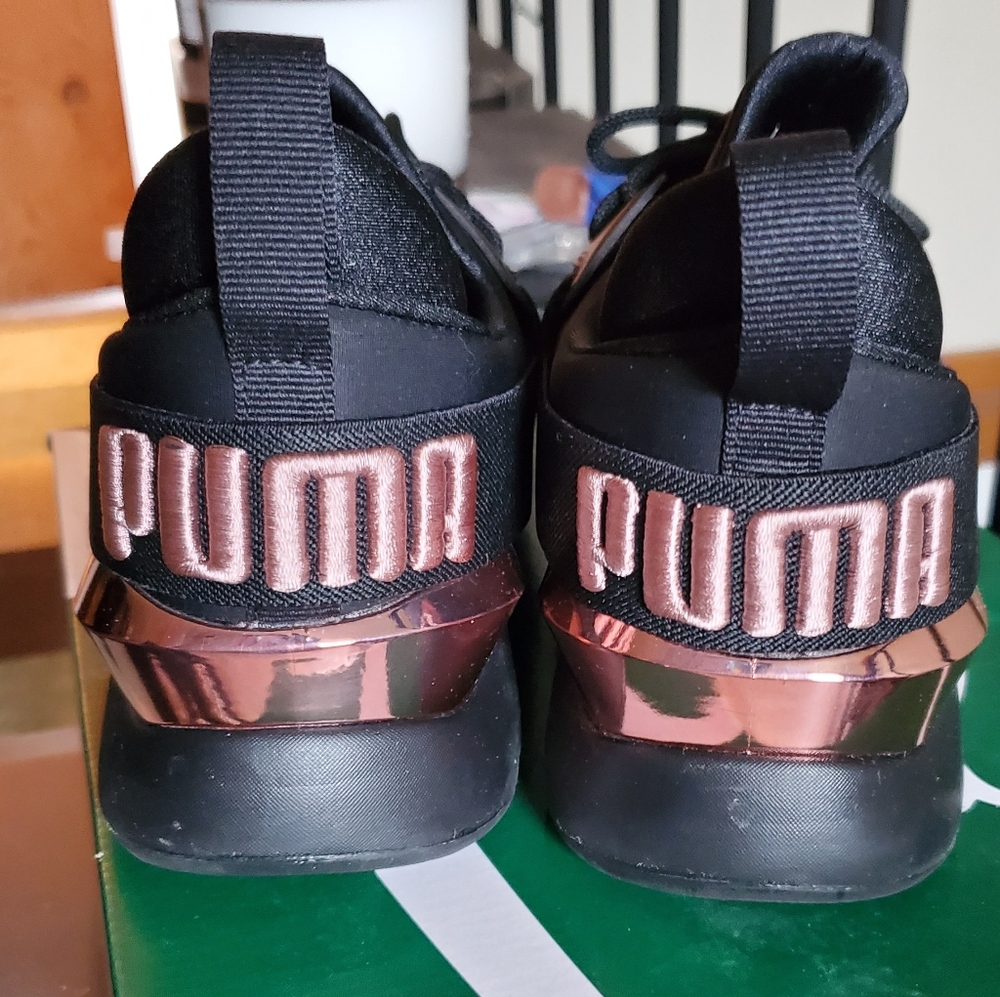 Puma Black and Rose Gold Sneakers